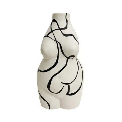Quillattire White / Black Black And White Abstract Queen Female Body Vase
