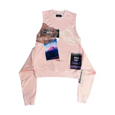 Quillattire Women's Pink / Purple Pink Embroidered Sweatshirt With Lace Bra In Pink/purple