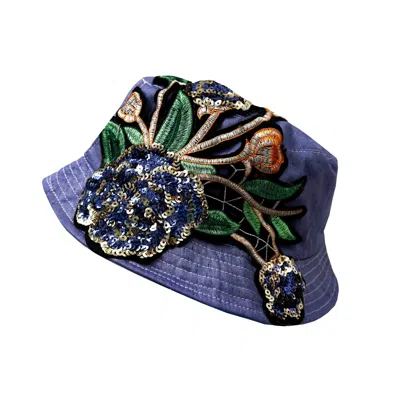 Quillattire Women's Purple Sequin Embellished Bucket Hat