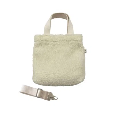 Quilted Koala Women's Sherpa Midi Town Bag In White