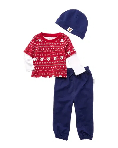 Quiltex Kids' 3pc Fairisle Pant Set In Red