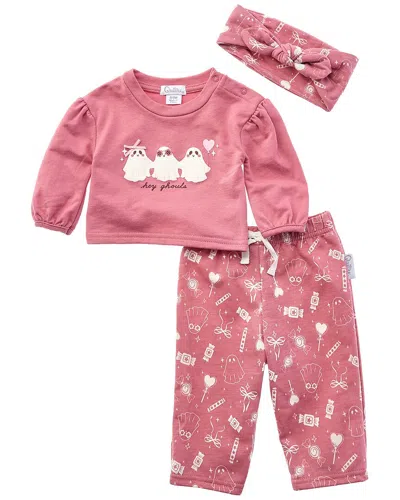 Quiltex Kids' 3pc Hey Ghouls Pant Set In Pink