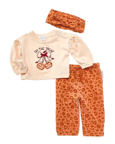 Quiltex Babies'  3pc Pumpkin Cherries Pant Set In Brown