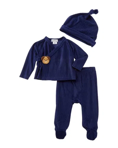 Quiltex 3pc Puppy Cardigan & Pant Set In Multi