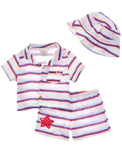 Quiltex Kids' 3pc Stars & Stripes Top & Short Set In Multi