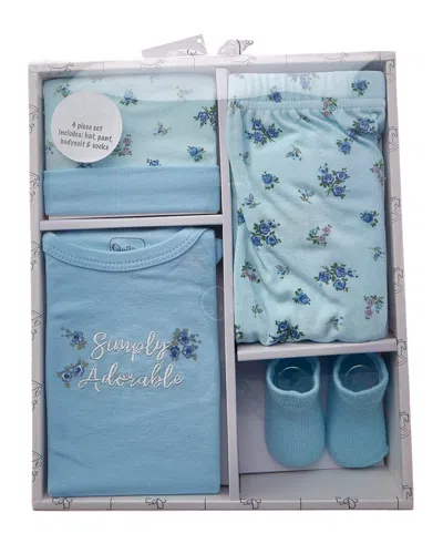 Quiltex Kids' Simply Adorable 4pc Layette Box Set In Blue