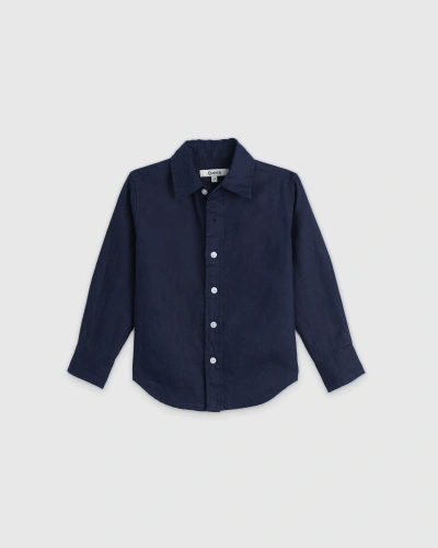 Quince Kids' 100% European Linen Long Sleeve Shirt In Deep Navy