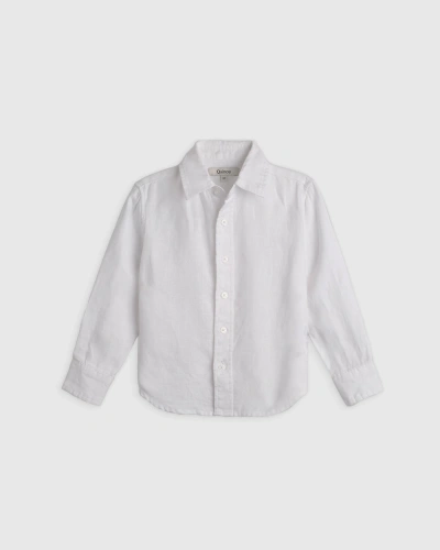 Quince Kids' 100% European Linen Long Sleeve Shirt In White