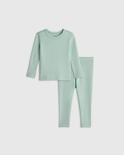 Quince Kids' 100% Merino Wool All-season Base Layer Long Sleeve And Legging Set In Green