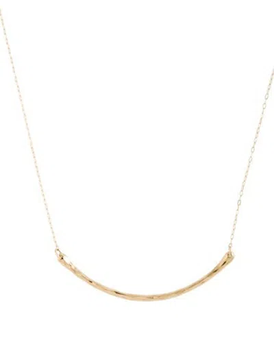 Pre-owned Quince 14k Hammered Curved Bar Pendant Necklace, 17.75" In Multicolor