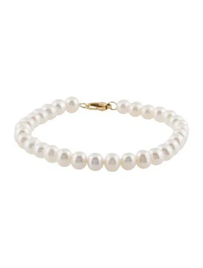Pre-owned Quince 14k Pearl Bracelet, 7.25" In Multi