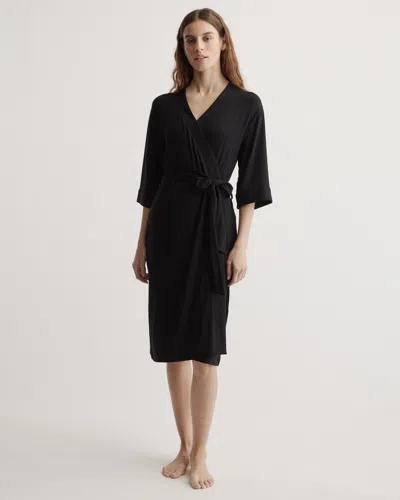 Quince Bamboo Jersey Robe In Black