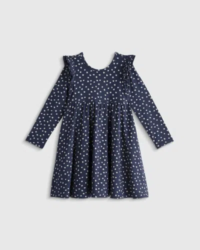 Quince Kids' Bamboo Long Sleeve Flutter Twirl Dress In Blue