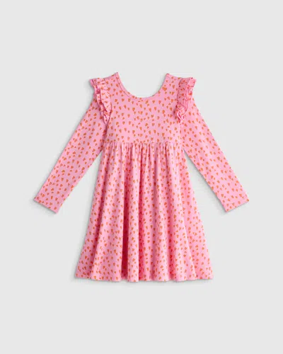 Quince Kids' Bamboo Long Sleeve Flutter Twirl Dress In Pink