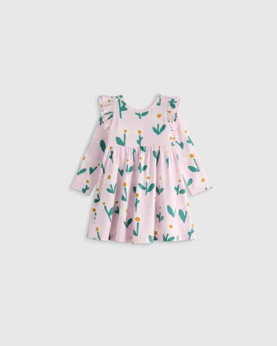Quince Kids' Bamboo Long Sleeve Flutter Twirl Dress In Pink