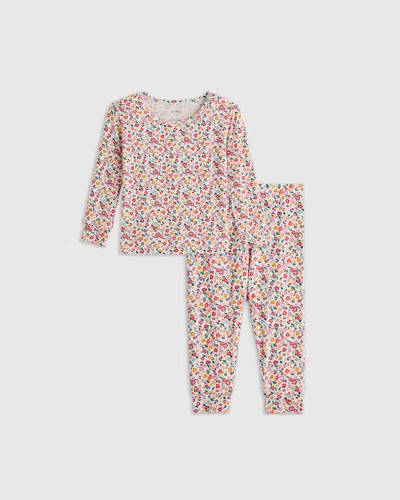 Quince Kids' Bamboo Long Sleeve Pants Pajama Set In Ditsy Floral