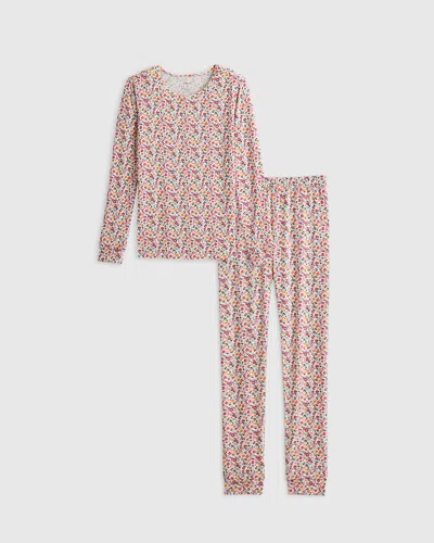 Quince Kids' Bamboo Long Sleeve Pants Pajama Set In Ditsy Floral