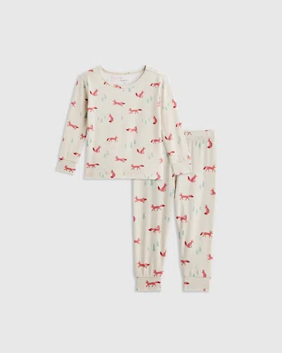 Quince Kids' Bamboo Long Sleeve Pants Pajama Set In Fox