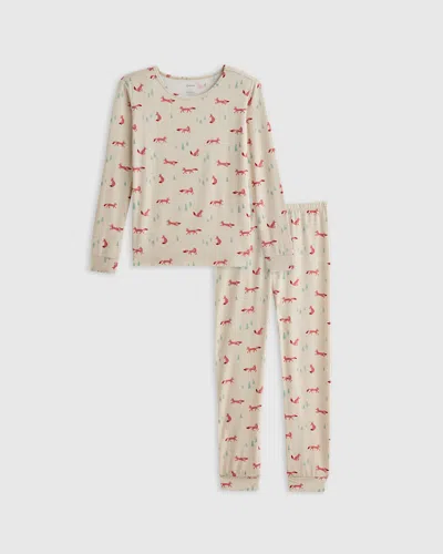 Quince Kids' Bamboo Long Sleeve Pants Pajama Set In Fox