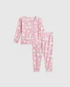 Quince Bamboo Long Sleeve Pants Pajama Set In Lavender Hearts