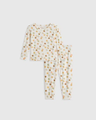 Quince Kids' Bamboo Long Sleeve Pants Pajama Set In Yummy Donuts