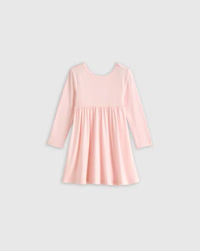 Quince Kids' Bamboo Long Sleeve Twirl Dress In Gentle Pink