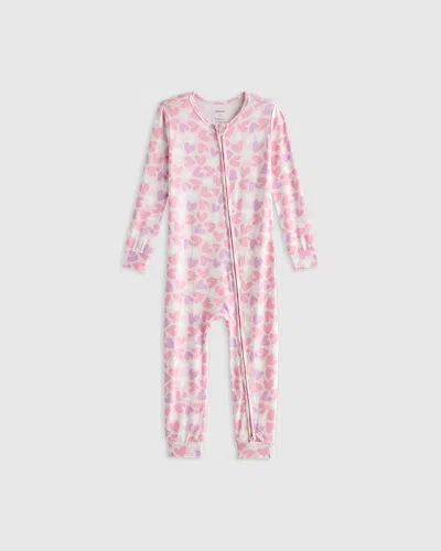 Quince Kids' Bamboo One Piece Pajama In Lavender Hearts