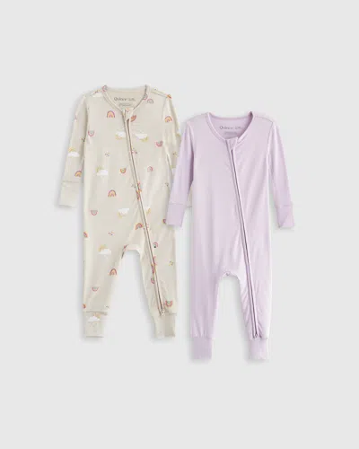 Quince Bamboo One Piece Pajamas 2-pack Baby Girl In Purple