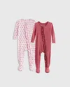 QUINCE BAMBOO RUFFLE TIGHT FIT FOOTIE PAJAMAS 2-PACK