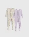 QUINCE BAMBOO RUFFLE TIGHT FIT FOOTIE PAJAMAS 2-PACK
