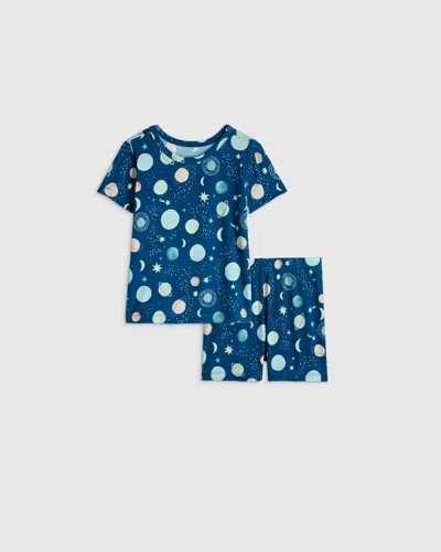 Quince Kids' Bamboo Short Sleeve And Shorts Pajama Set In Blue