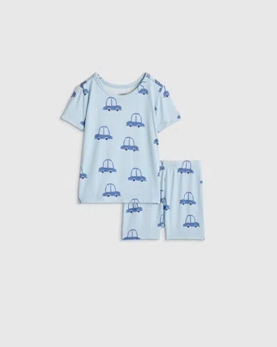 Quince Kids' Bamboo Short Sleeve And Shorts Pajama Set In Blue