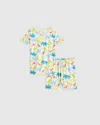 Quince Bamboo Short Sleeve And Shorts Pajama Set In Colorful Dinos