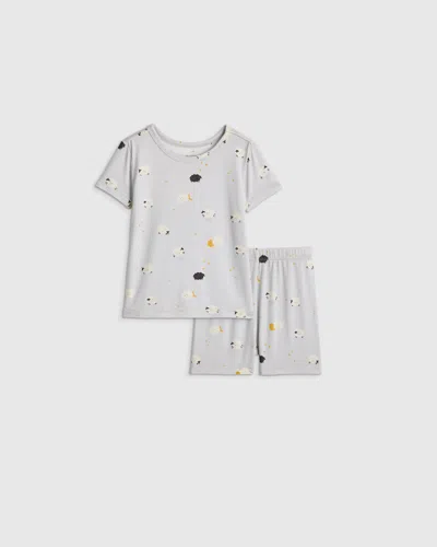 Quince Kids' Bamboo Short Sleeve And Shorts Pajama Set In Silver