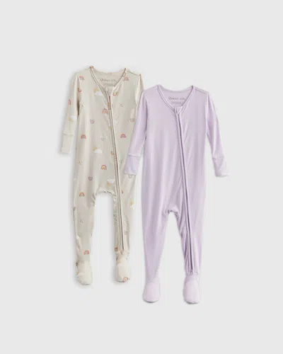 Quince Bamboo Tight Fit Footie Pajamas 2-pack In Rainbows