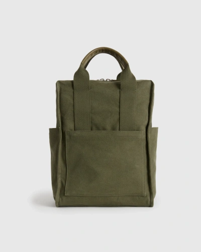 Quince Canvas Convertible Backpack In Olive