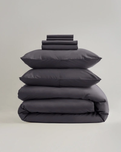Quince Classic Organic Percale Deluxe Bedding Bundle In Graphite