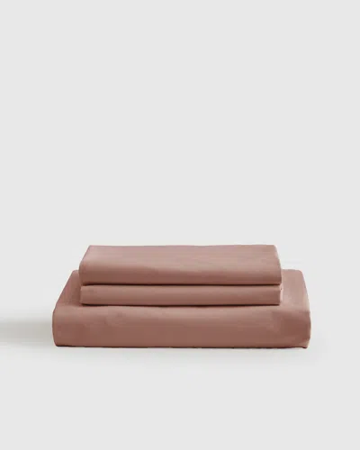 Quince Classic Organic Percale Fitted Sheet Set In Clay
