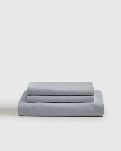 Quince Classic Organic Percale Fitted Sheet Set In Light Blue