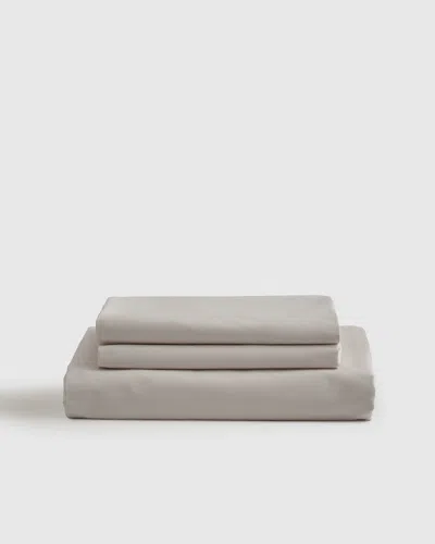 Quince Classic Organic Percale Fitted Sheet Set In Light Grey
