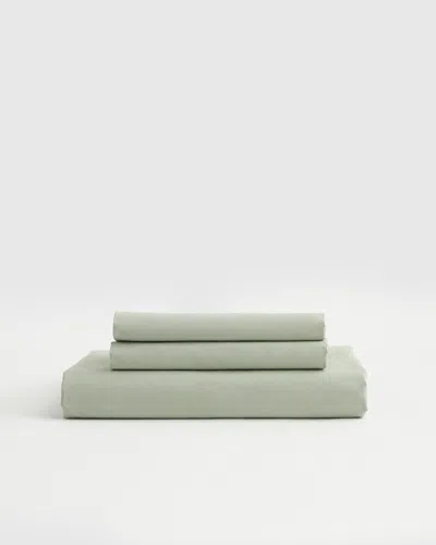 Quince Classic Organic Percale Fitted Sheet Set In Sage