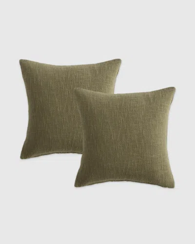 Quince Cotton Slub Pillow Cover Set Of 2 In Olive