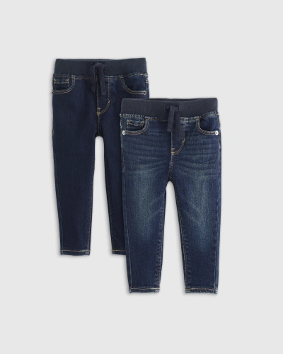 Quince Cotton Stretch Pull-on Skinny Jeans 2-pack In Dark Wash/dark Rise Wash