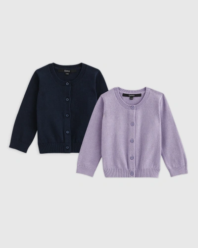 Quince Kids' Crewneck Cardigan 2-pack In Navy/lilac