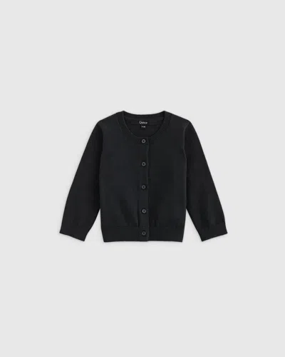 Quince Kids' Crewneck Cardigan Sweater In Black