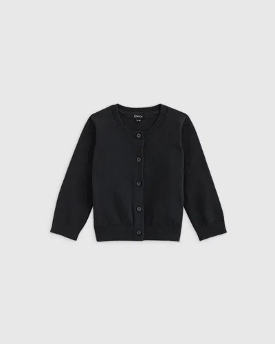 Quince Kids' Crewneck Cardigan Sweater In Black
