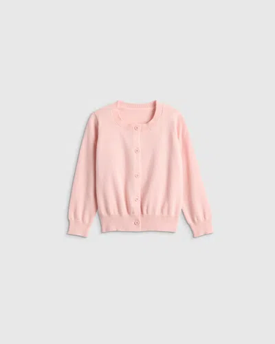 Quince Kids' Crewneck Cardigan Sweater In Pink