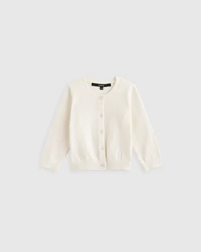 Quince Kids' Crewneck Cardigan Sweater In White