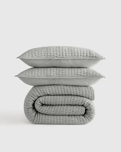 Quince European Linen Cotton Stitch Quilt Set In Mist
