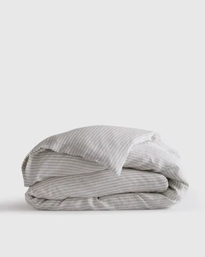 Quince European Linen Duvet Cover In Mist/white Stripe